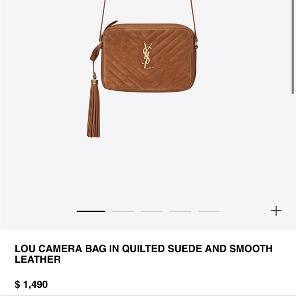 YSL LOU CAMERA BAG IN QUILTED SUEDE AND SMOOTH LEATHER - Picture 6 of 6